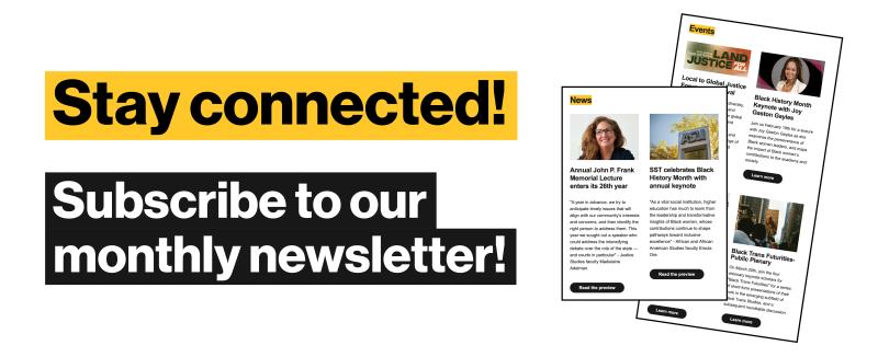 Stay connected! Subscribe to our monthly newsletter!